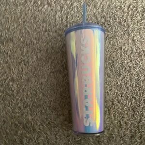 Starbucks Holographic Blue Tumbler with Straw